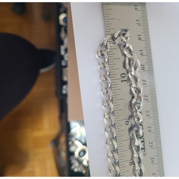 Vintage 14K NKP Silver Tone Men Women Large Chain Link Necklace and Bracelet Set - Picture 9 of 10